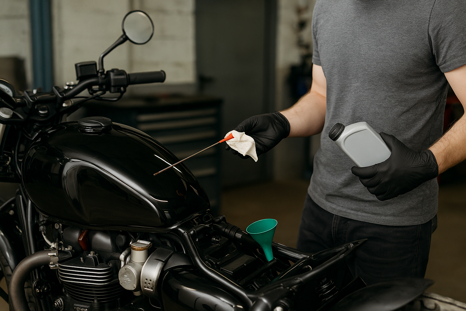 Motorenöl Kontrolle Motorrad